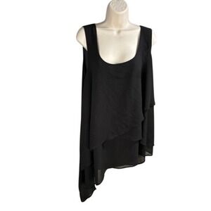 Torrid Tank Top Womens 3X Sheer Chiffon Asymmetrical Layered Dark Romantic Chic